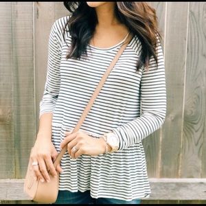 BP long sleeve striped peplum top